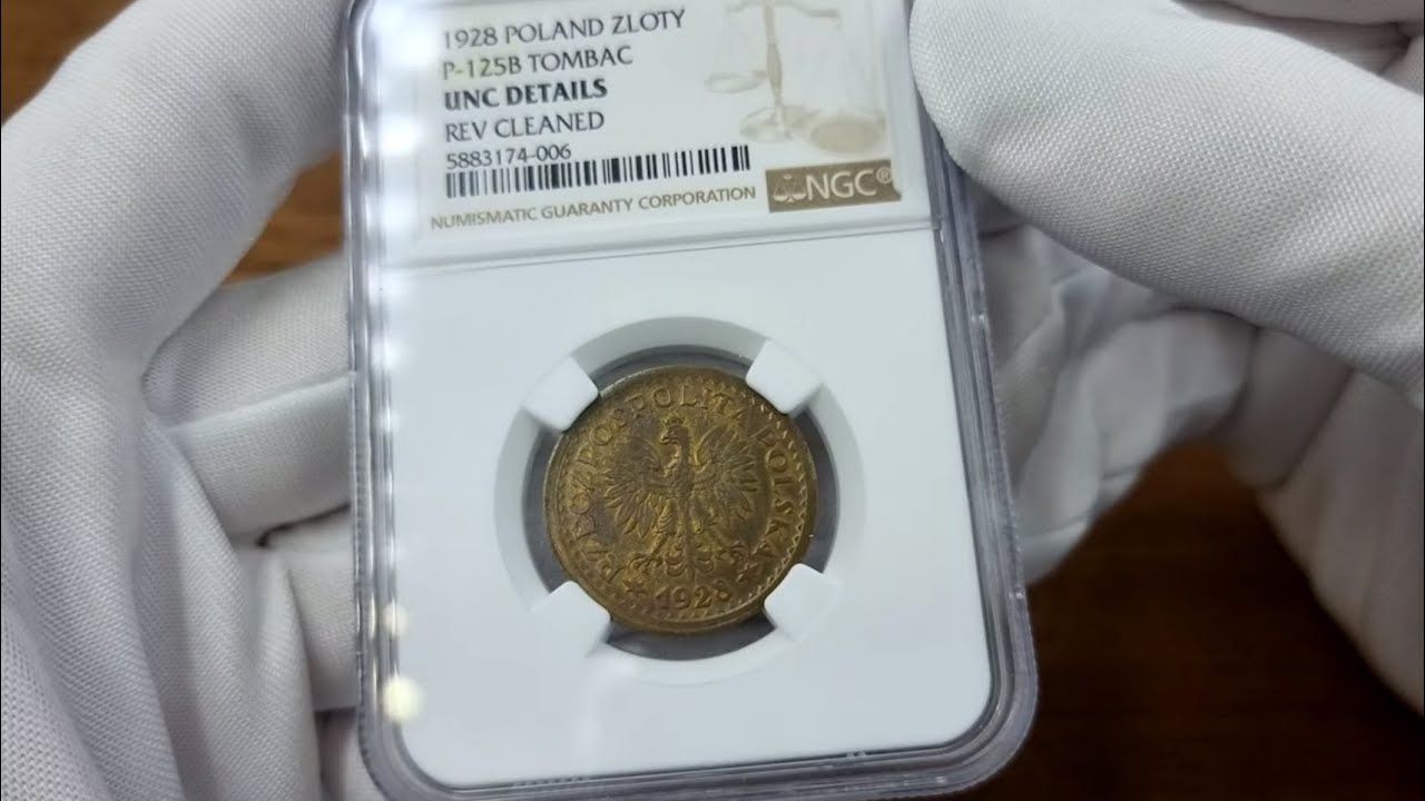 Tylko 8 sztuk PR&Oacute;BA tombak 1 złoty 1928 NGC UNC | Niemczyk Aukcja 28
