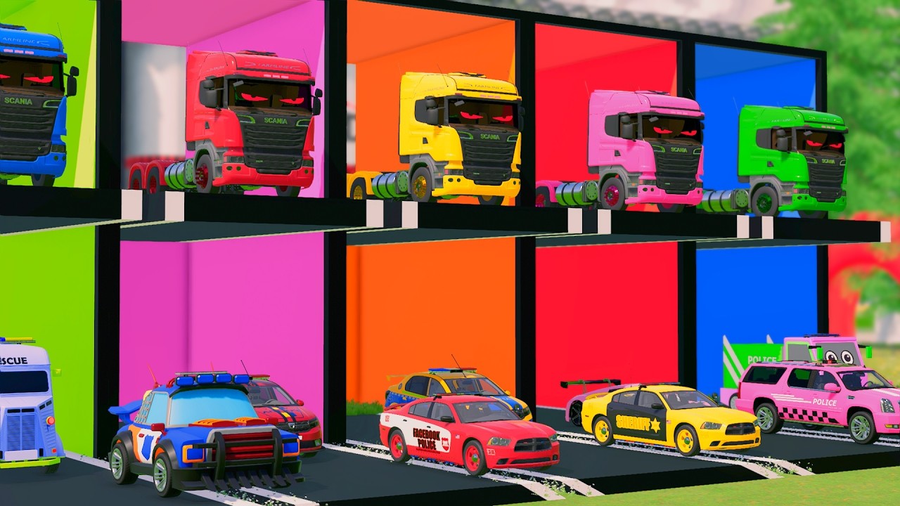 TRANSPORTING ALL POLICE CARS and AMBULANCE EMERGENCY VEHICLES WITH MERCEDES POLICE TRUCKS ! FS22