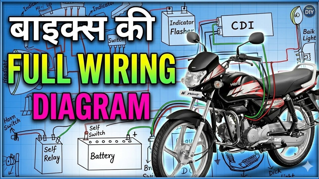 hero splendor wiring diagram,motorcycle full wiring diagram in Hindi,How to wiring bike