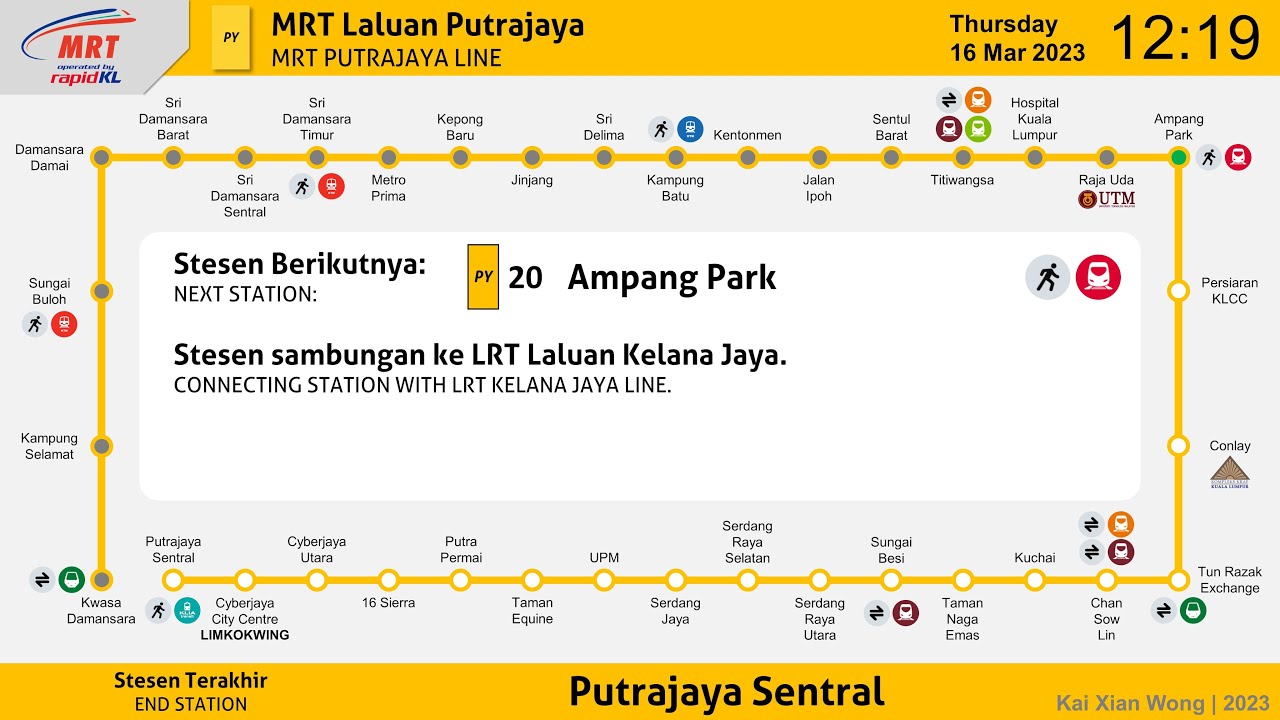 RapidKL MRT Putrajaya Line Train Announcement 2023