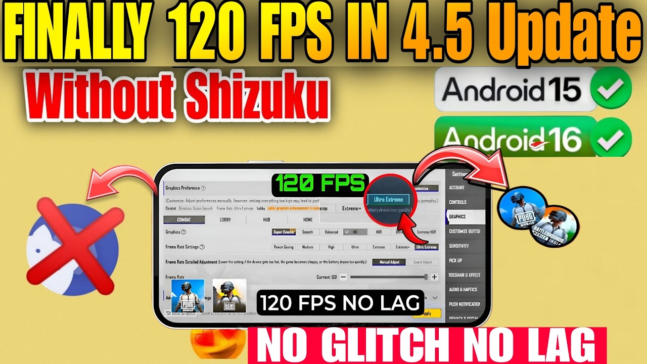 120 fps unlock without shizuku | unlock 120fps in any phone without shizuku in pubg/bgmi | 120fps.