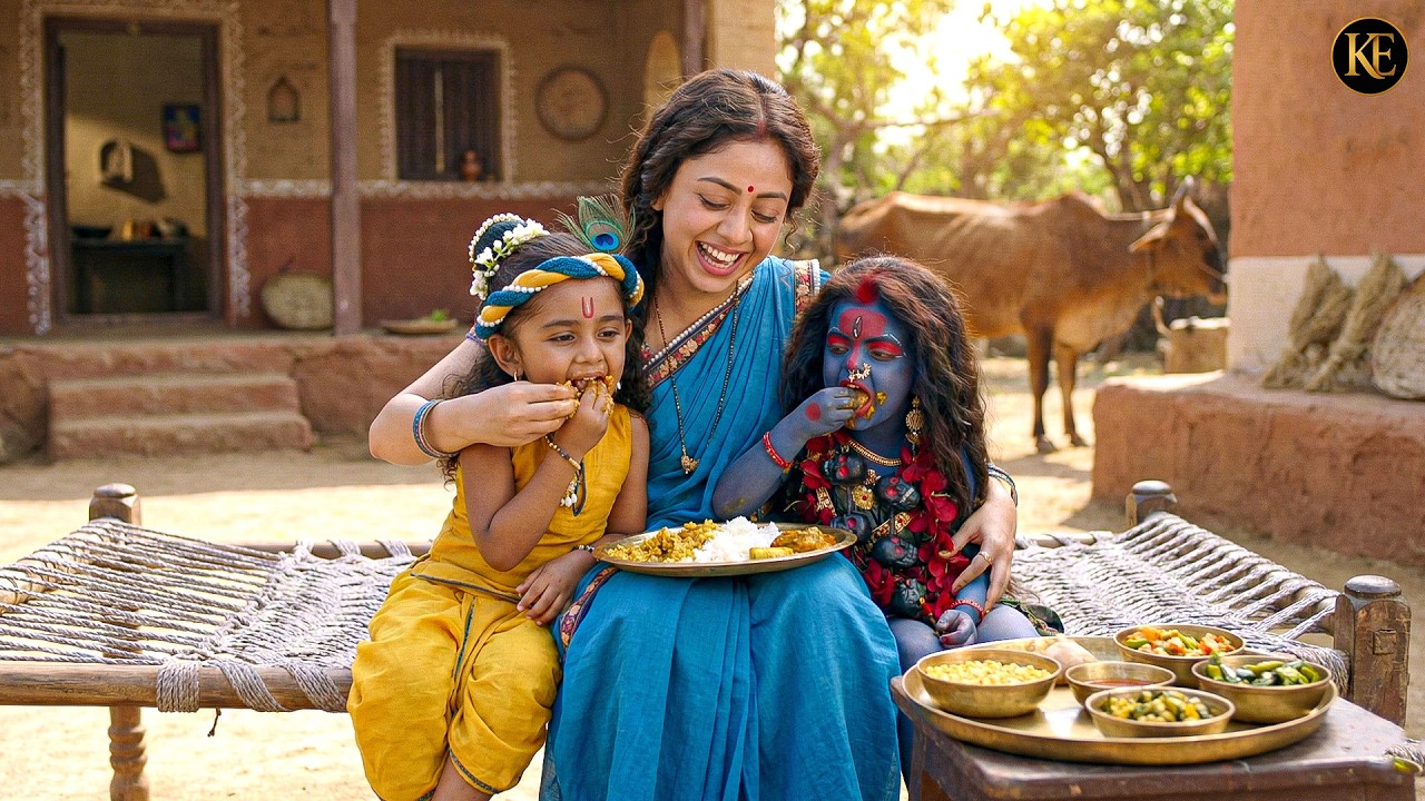 मैया ने बाल कान्हा और काली माँ को अपने हाथों से खिलाया भोजन | यशोमती मईया के नंदलाला | Krishan leela