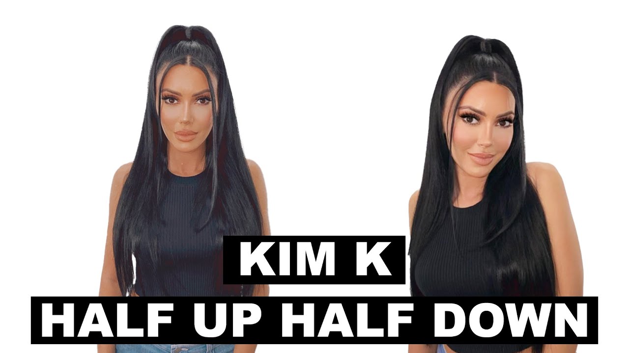 HALF UP HALF DOWN HAIR STYLE | KIM K INSPIRED