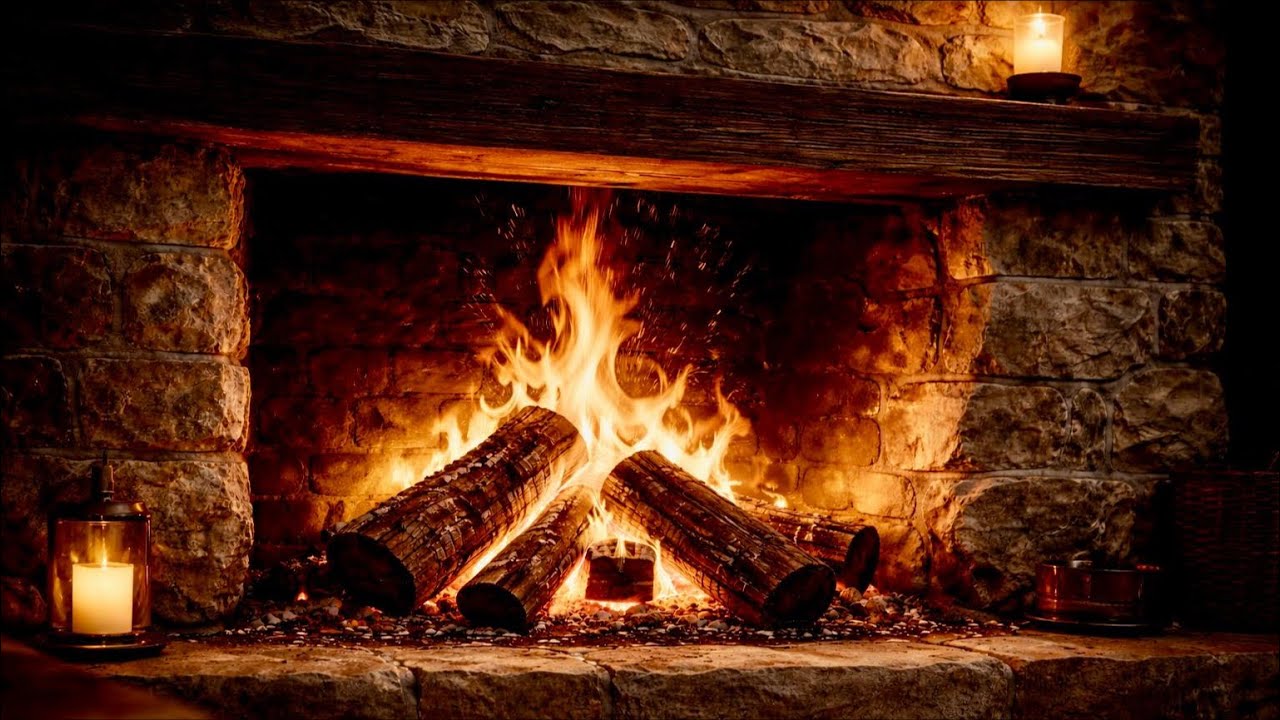 Cozy Fireplace & Gentle Rain full HD| 8 Hours  Deep Sleep,  Relax & Stress Relief (4K)