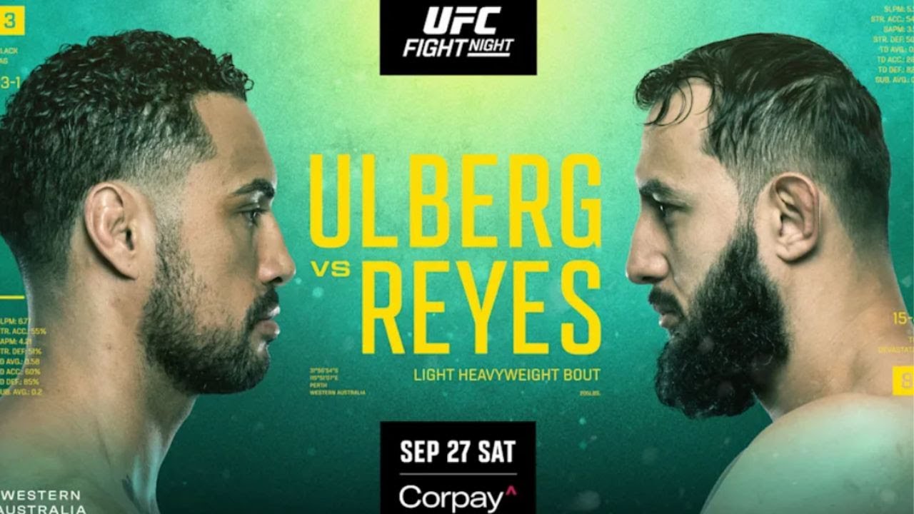 UFC PERTH LIVE ULBERG VS REYES LIVESTREAM & FULL FIGHT COMPANION