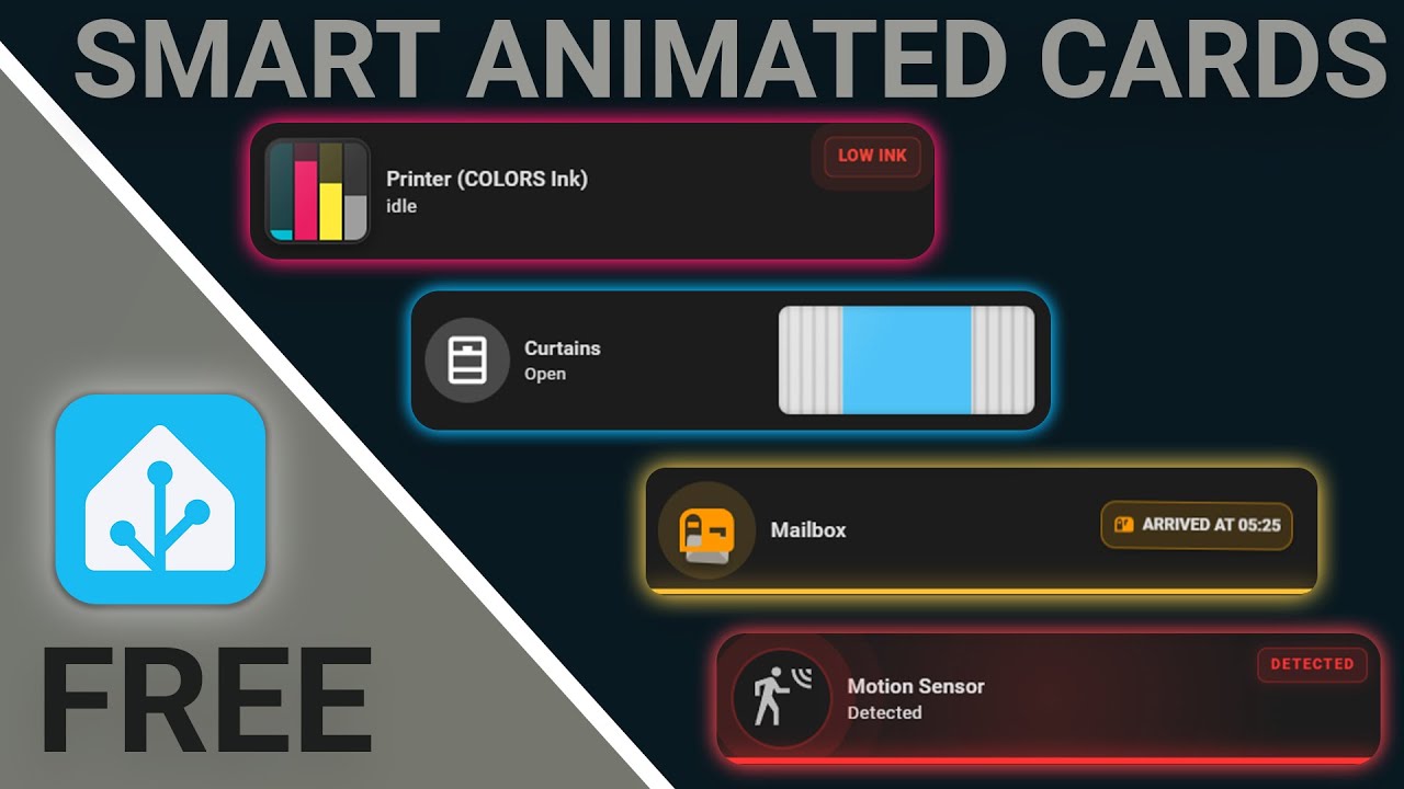 Home Assistant Animated Cards | Solar, Printers, Shades & More