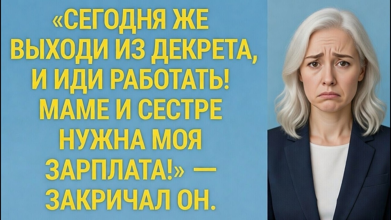«Сегодня же выходи из декрета и иди работать! Маме и сестре нужна моя зарплата!» — закричал он.