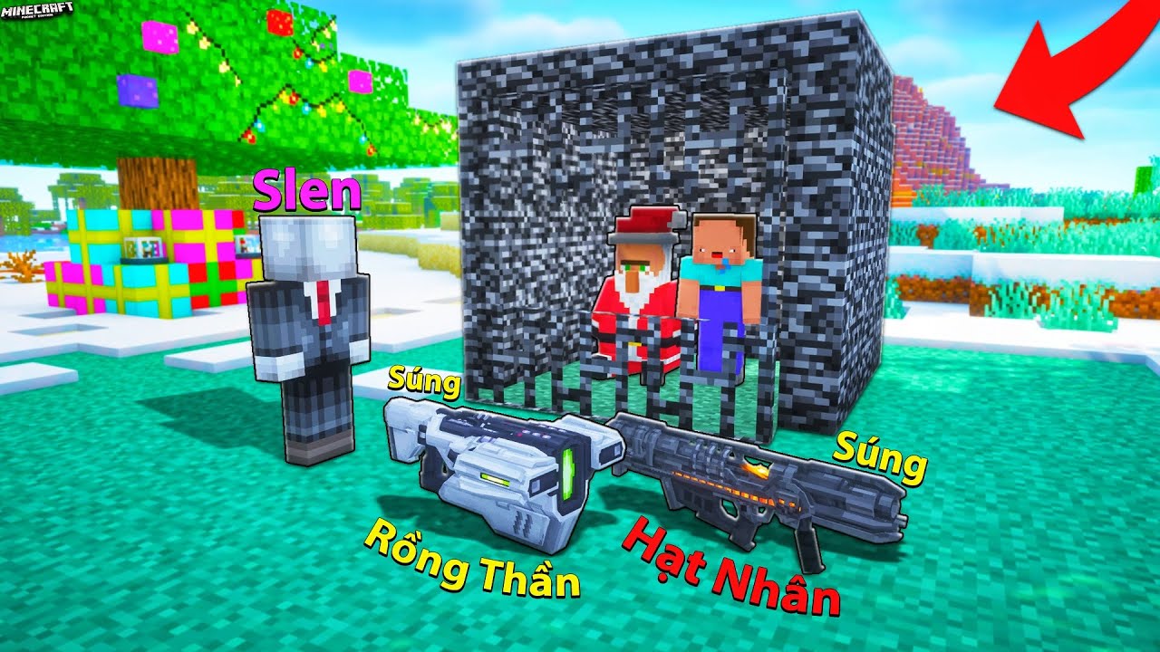 TẠO RA THÀNH CÔNG SÚNG RỒNG THẦN ĐỂ CỨU NOOB VÀ ÔNG GIÀ NOEL ĐÊM NOEL TRONG MINECRAFT
