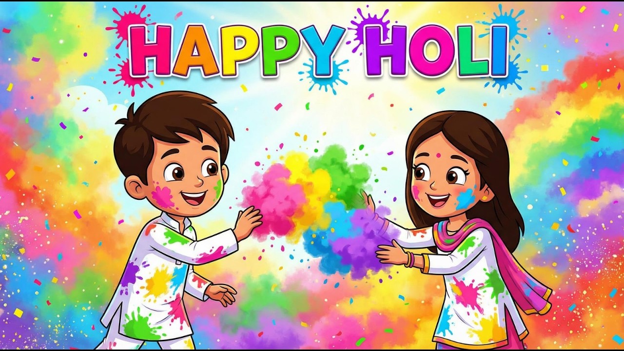 🎨 Happy Holi Song for Kids | Holi Rhymes & Color Fun Animation | Dillibuddies