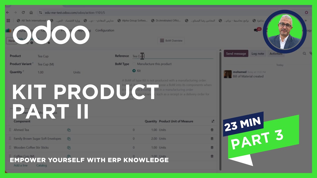 Kit Product Part II in Odoo 18 Manufacturing | المنتجات المجمعة - الجزء الثاني في تطبيق التصنيع