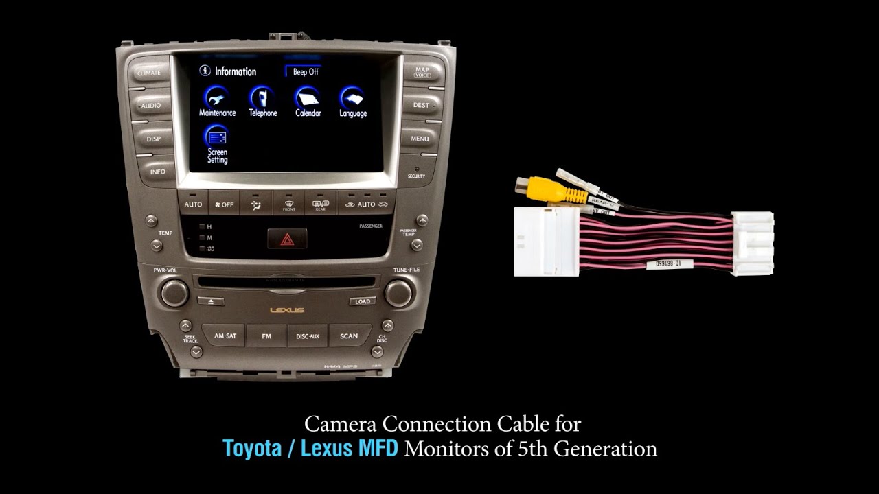 Rear View Camera Connection Cable for Toyota Lexus MFD GEN5 Monitors