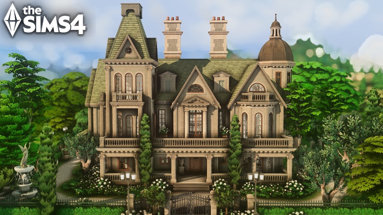 HUGE VICTORIAN MANOR (CC) - The Sims 4 Relaxing Speed Build