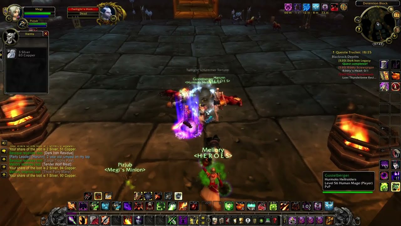 WoW Classic - Clearing mobs in BRD - Gnome Warlock