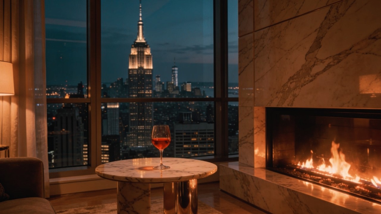 Luxe City Nights Jazz – Fireplace Vibes for Work & Relax
