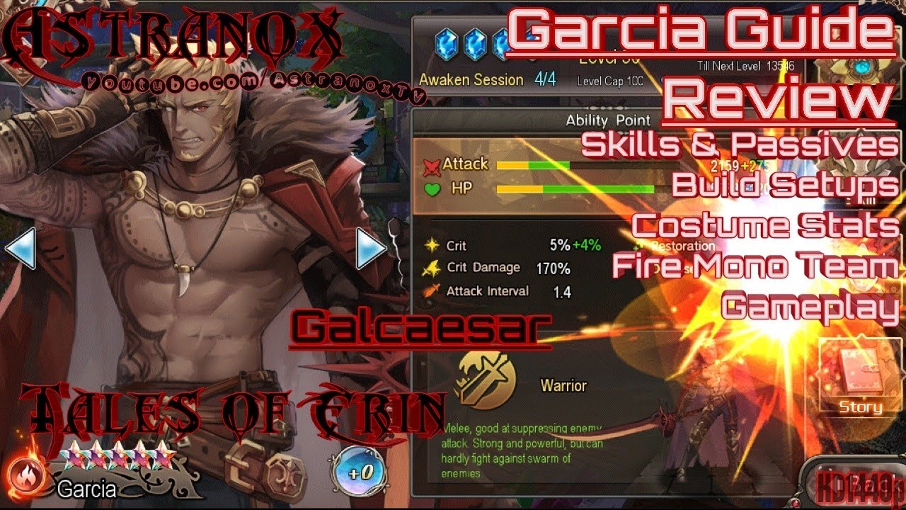 TALES OF ERIN Garcia Guide Character Review - Best Hero Skills & Costumes - Items & Skill Builds