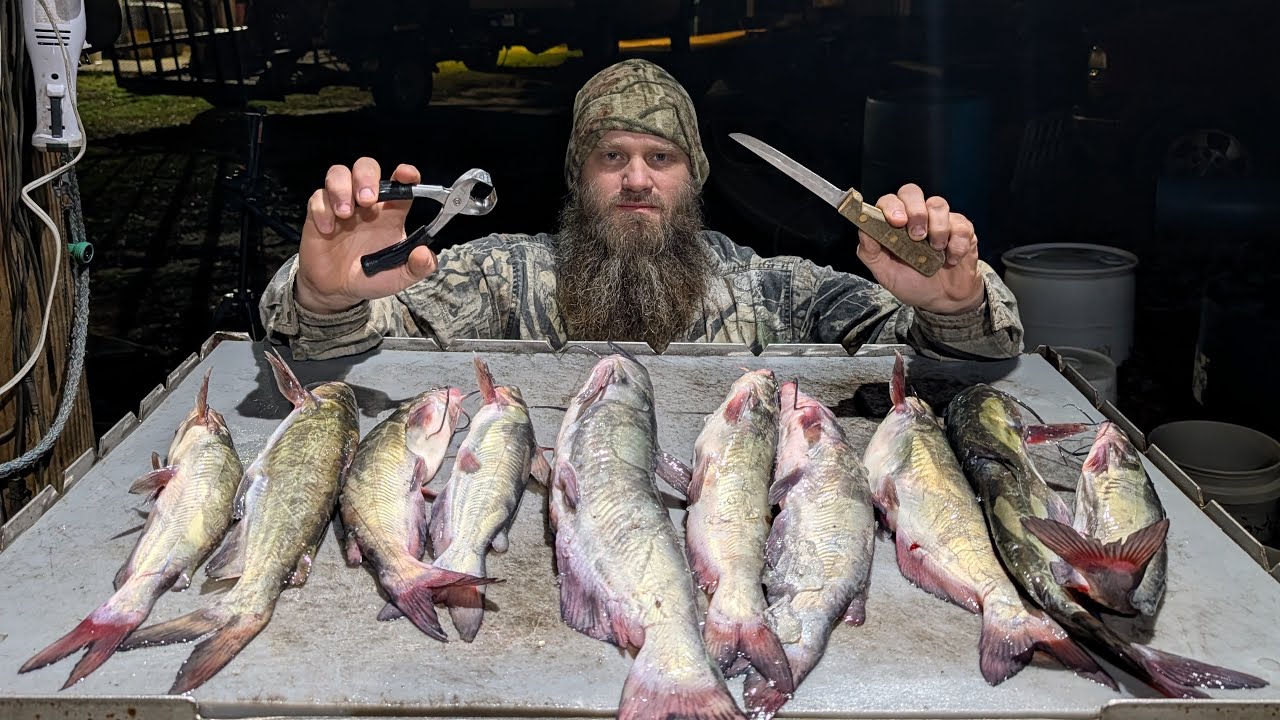 Cleaning Catfish Live!! Talking Hoopnets, Hunting Season, Hog Trapping, And upcoming video!!