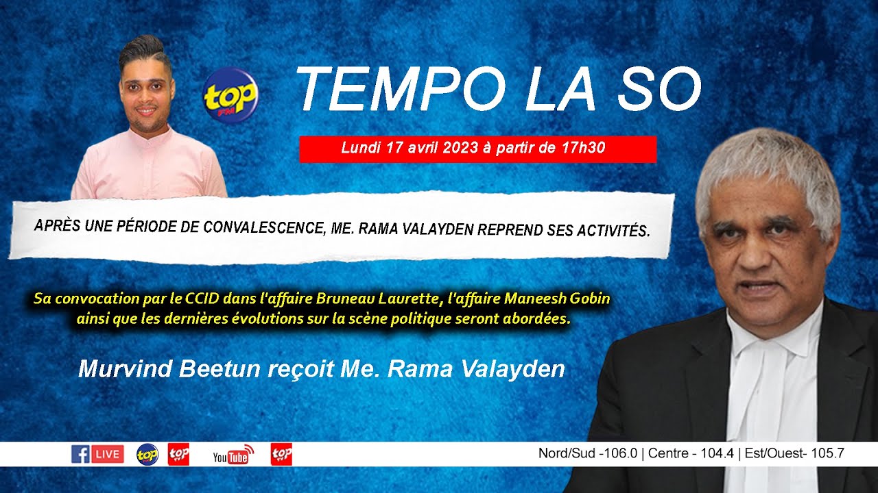 Tempo la So : Murvind Beetun reçoit Me. Rama Valayden.