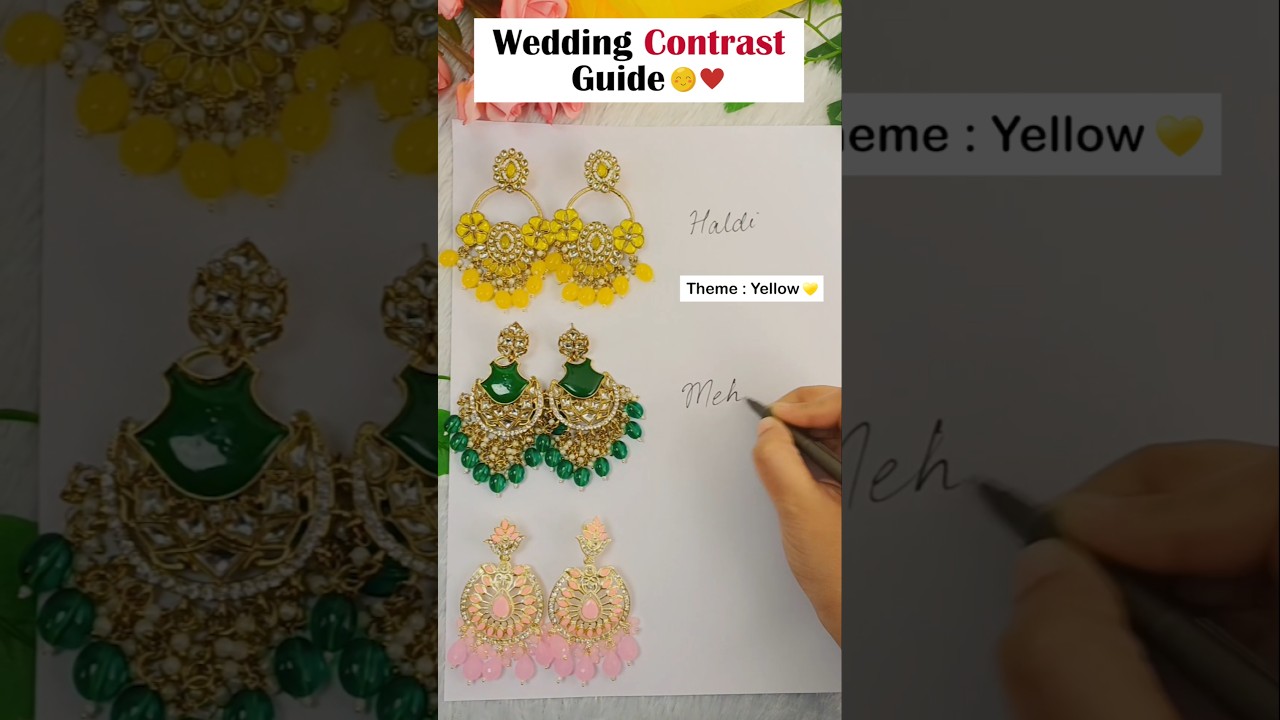 Wedding contrast guide Haldi mehndi Sangeet ceremony earrings #haldijewellery #weddingjewelry