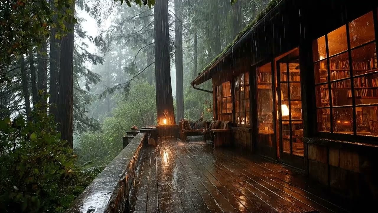 Gentle Rain Inside a Cozy Cabin 🌧️ Evening Ambience for Unwinding & Calm