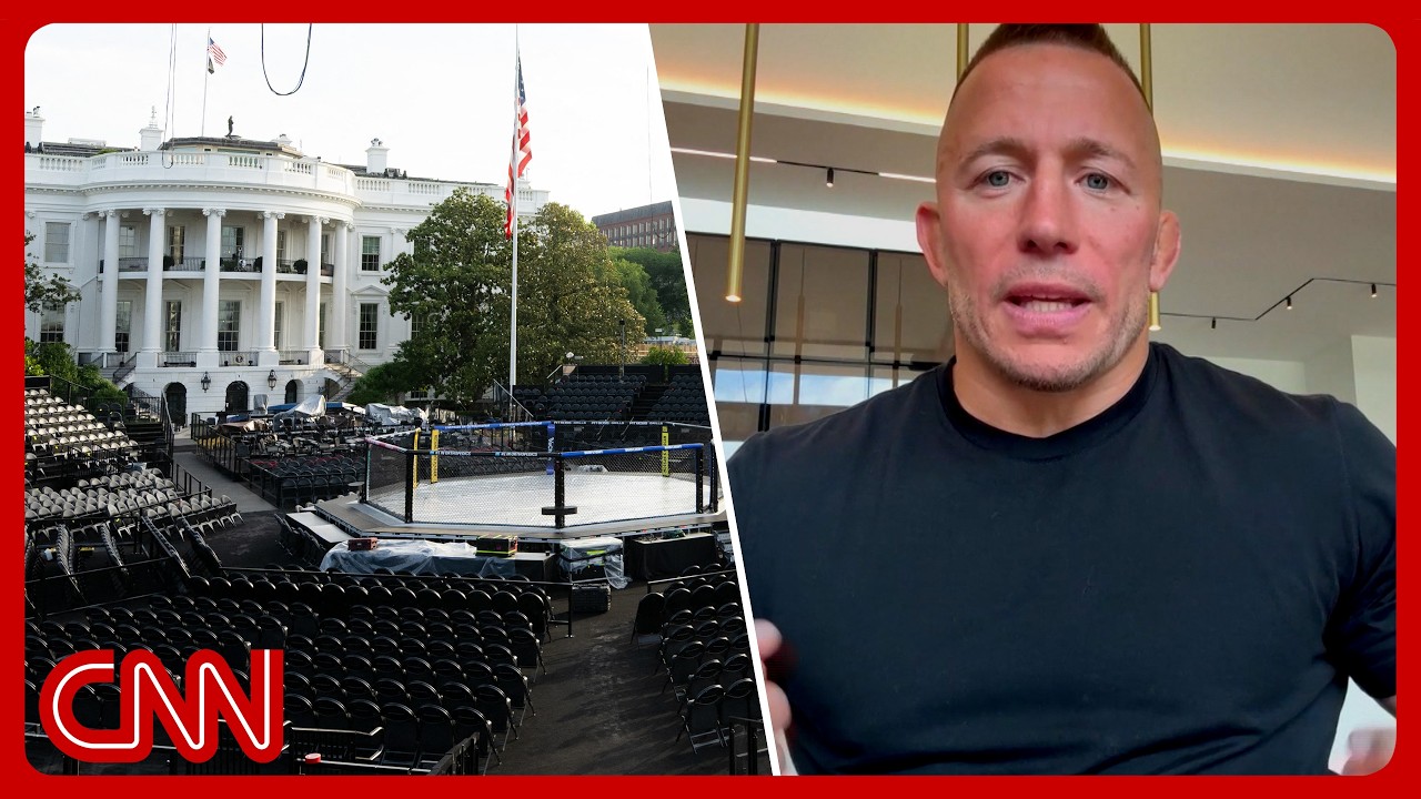Georges St-Pierre reacts to UFC cage at White House