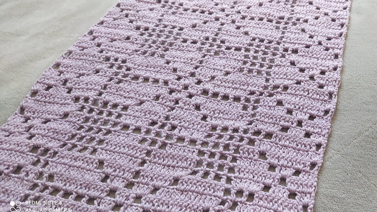 Passo a passo : Caminho de Mesa Flor Lilás em crochê filé (parte 1)