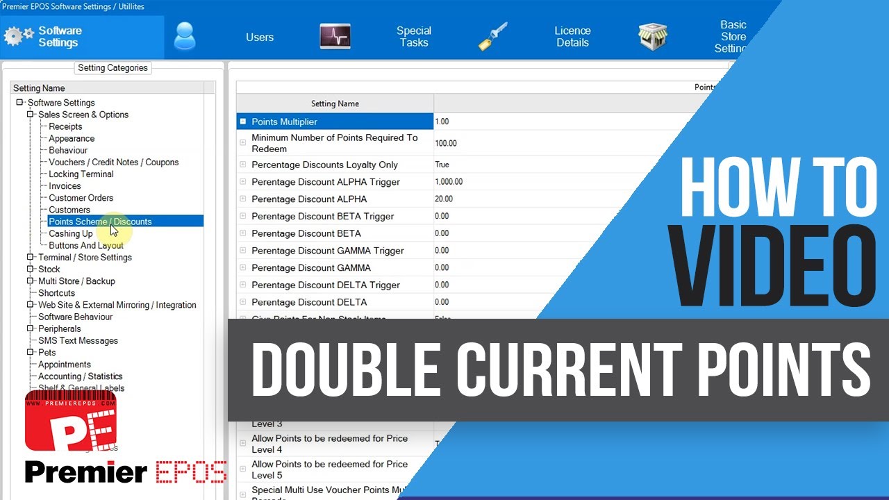 How To - Double Points on Current Points Setting | Premier EPOS Software