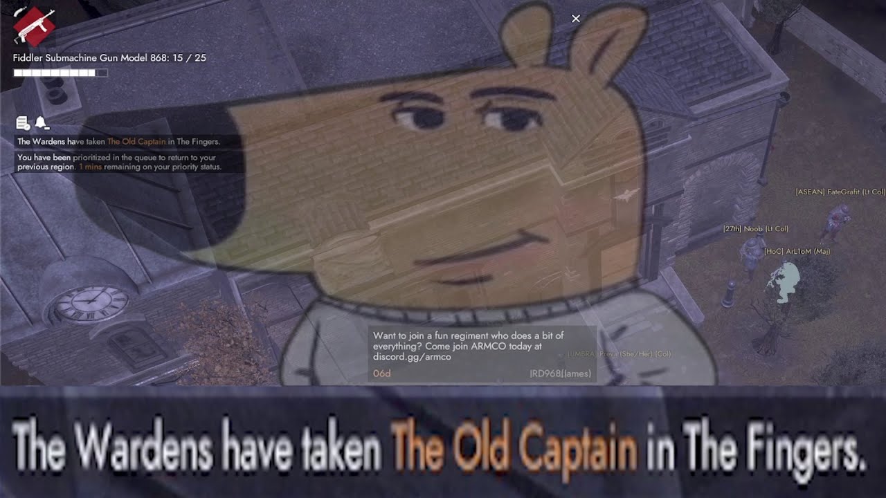 TAPPING OLD CAPTAIN WITH SQUID