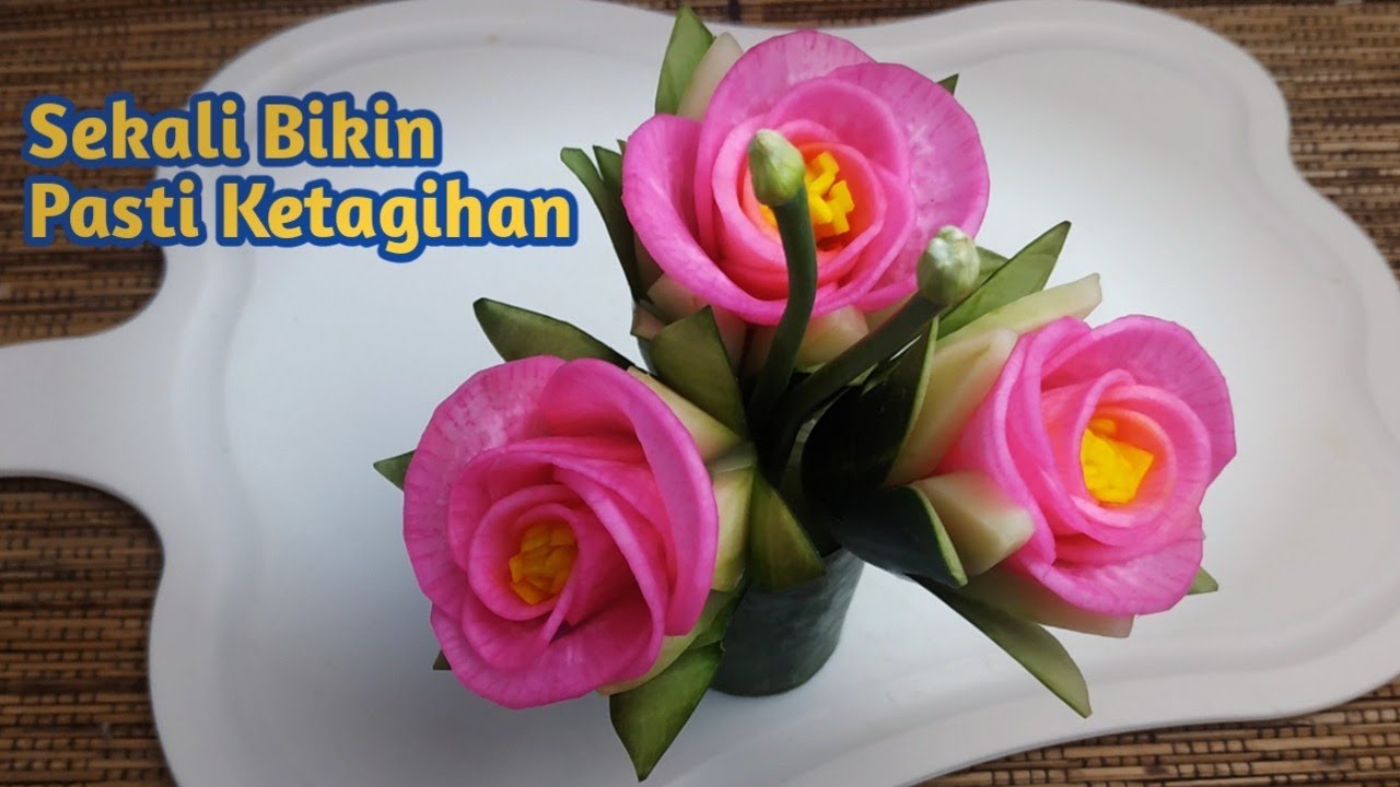 Begini Cara Membuat Garnish Lobak!!Asli Hasilnya Keren Banget