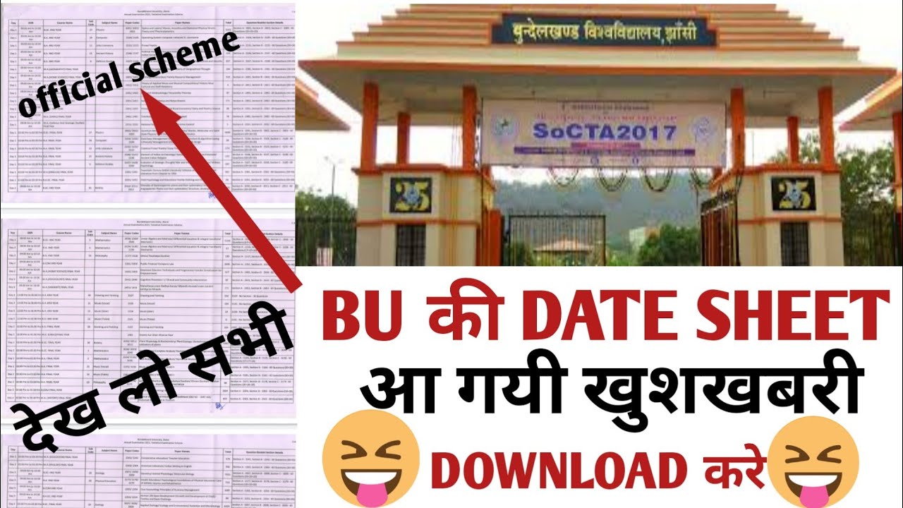 Bu official date sheet/ bu date sheet 2021/bu exam schedule 2021/bu jhansi exam 2021/bu jhansi exam