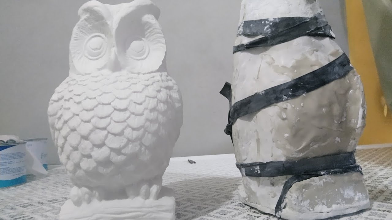 coruja feita na forma de silicone fiz cópia com massa plástica veja o resultado