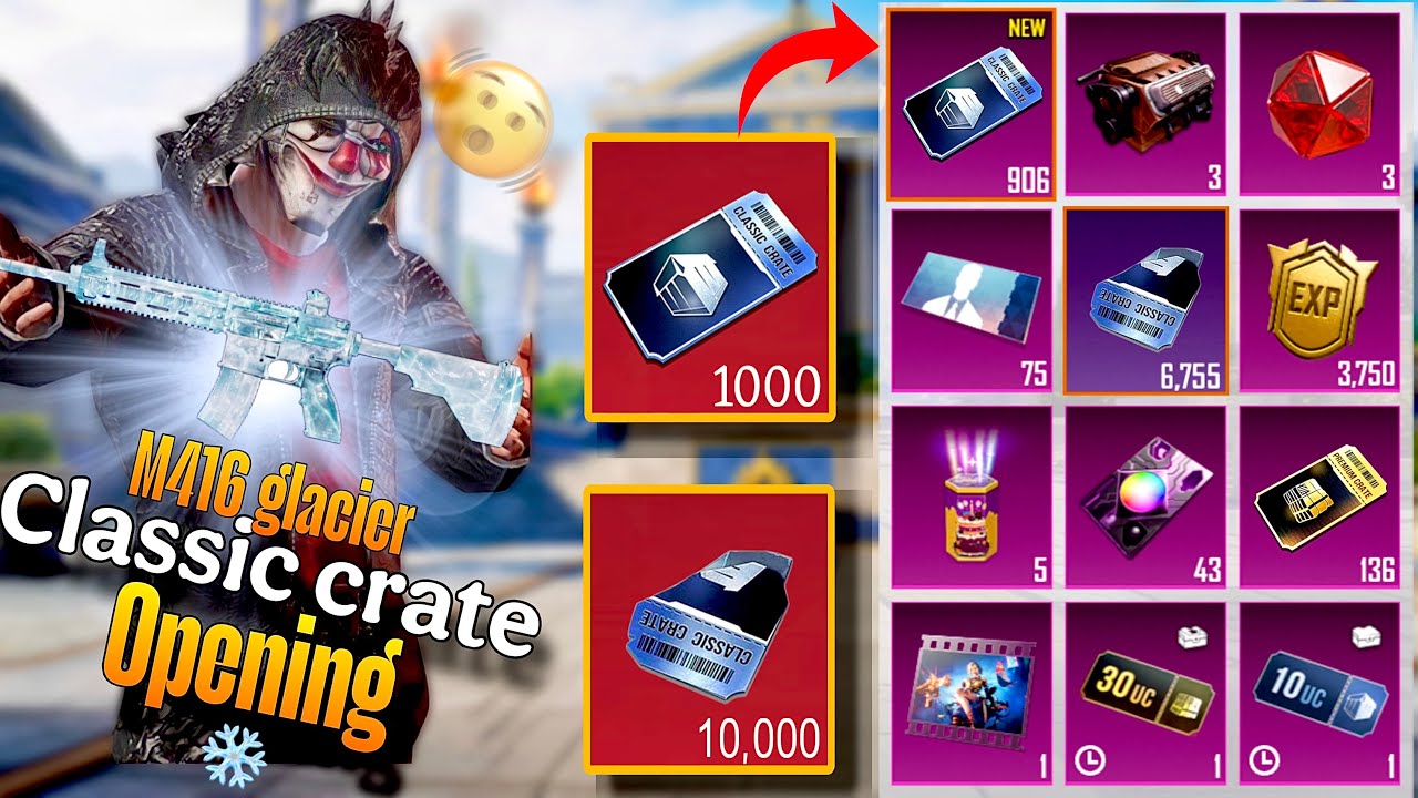 new premium crate opening pubg mobile 1000 Classic crate opening M416 glacier❄️7330 supply opening