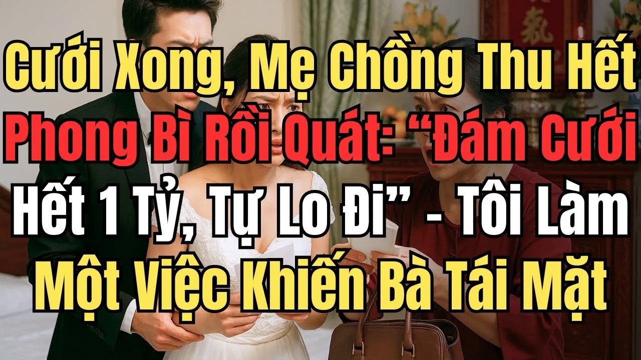 Cưới Xong, Mẹ Chồng Thu Phong Bì Quát： “Đám Cưới Hết 1 Tỷ, Tự Lo!” Tôi Làm Một Việc Khiến Bà Tái Mặt
