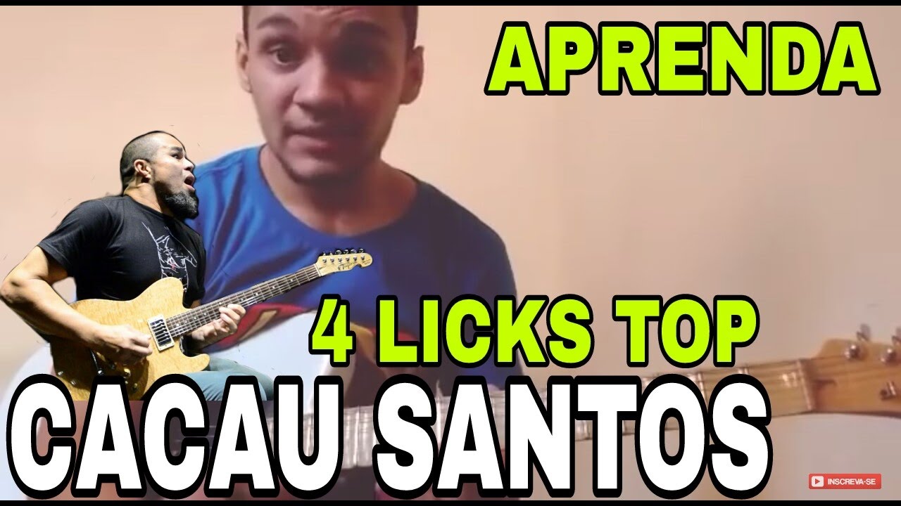 APRENDA 4 LICKS TOP DO CACAU SANTOS (vídeo aula )MENOR HAMONICA ,OUTSIDE,TONS INTEIROS ,PENTA BLUES