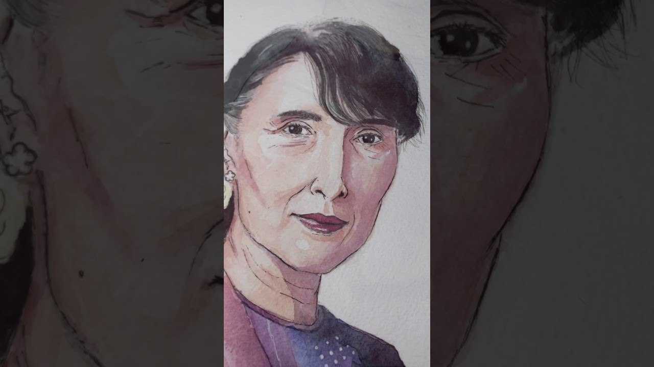 Aung San Suu Kyi Portrait Painting for her birthday