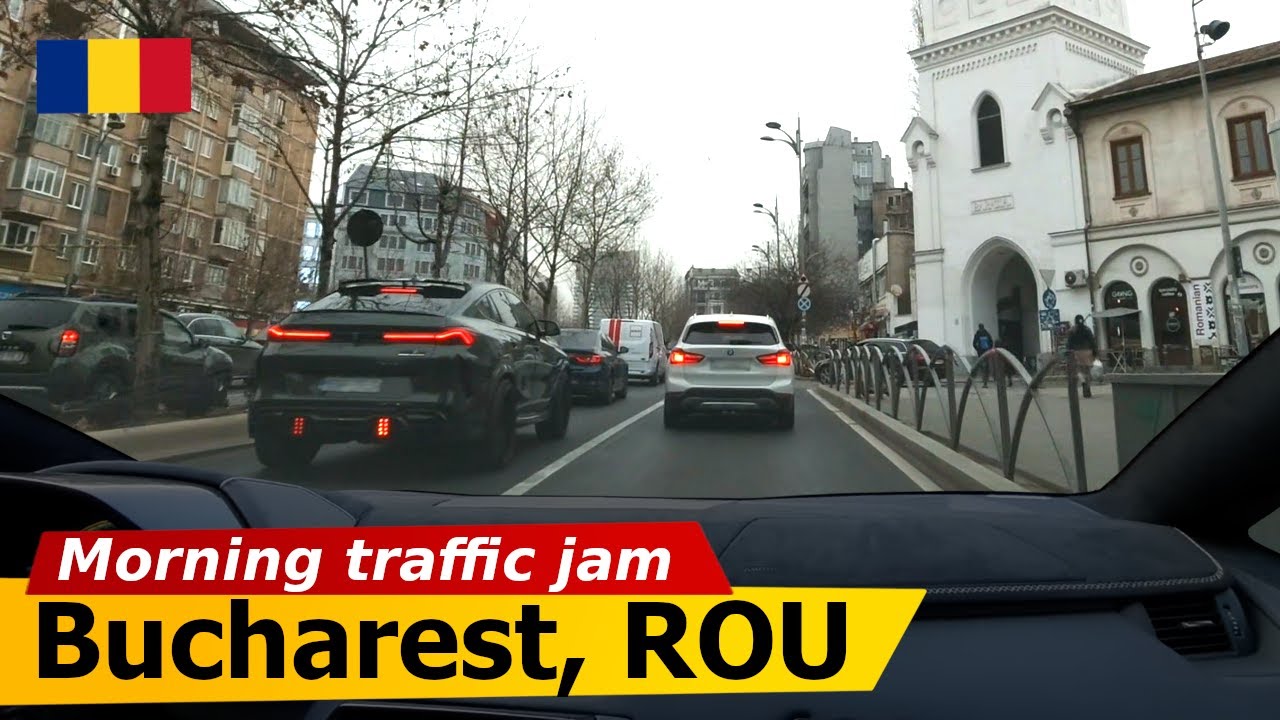 🔴 Bucharest, ROU • Typical traffic jam in the morning【Full HD】Unirii Passage • Pasajul Unirii