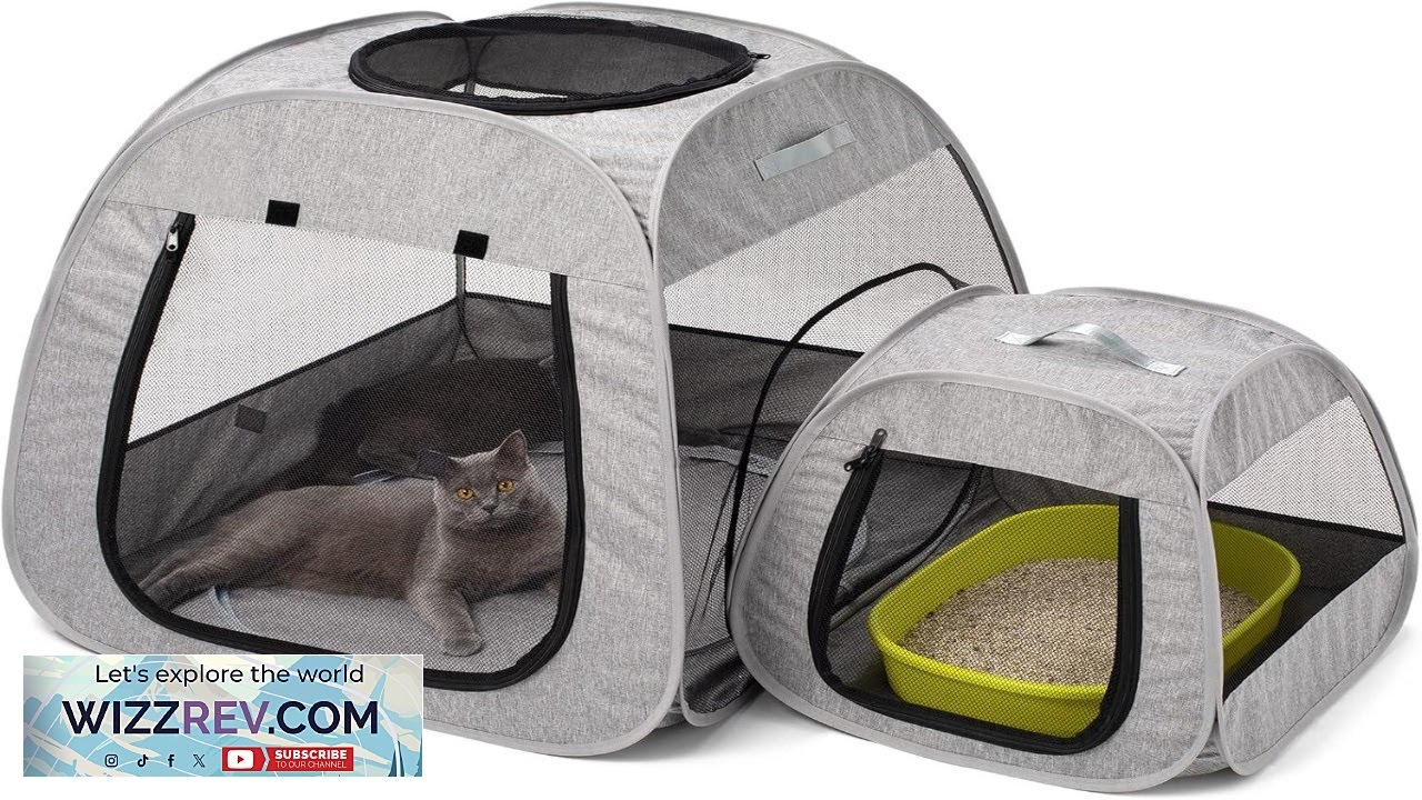 Tenrai Portable Cat Playpen Trapezoidal Design for Better Standing Foldable Pet Tent