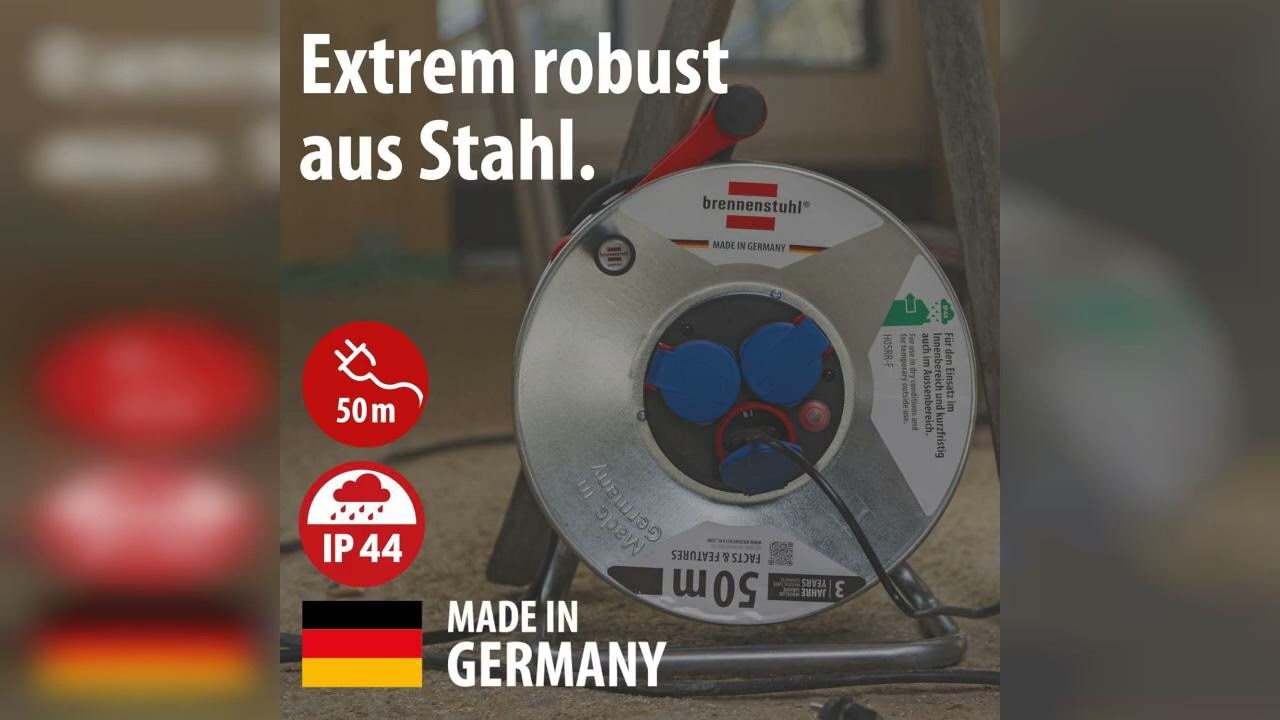 Rezension: Brennenstuhl Garant S IP44 Kabeltrommel, 50m - Stahlblech (kurzfristiger Einsatz im Au...