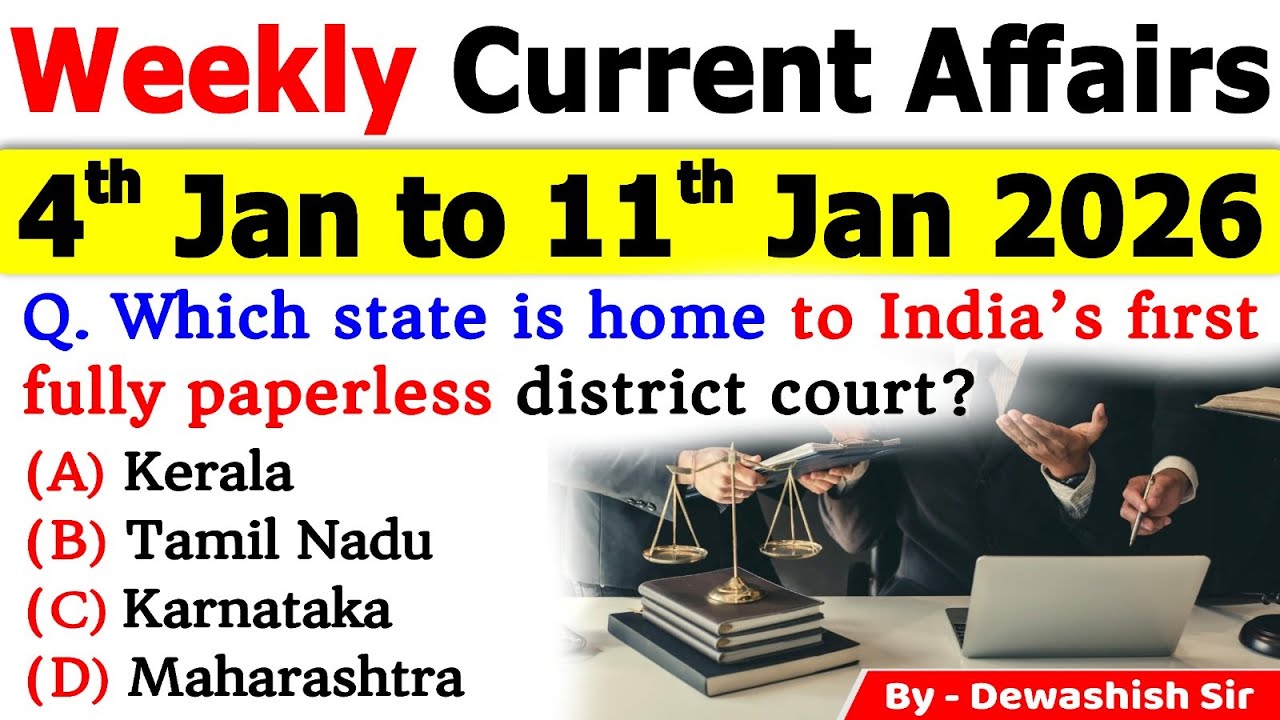 4th Jan to 11th Jan 2026 | Weekly Current Affairs MCQs | Current Affairs 2026 #currentaffairs2026