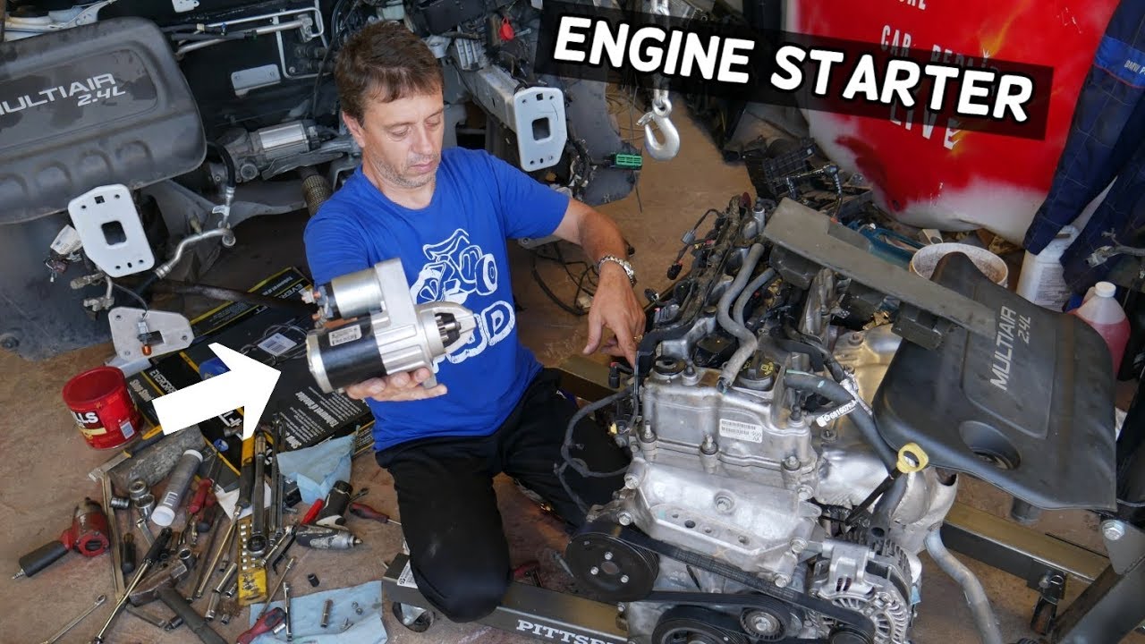 HOW TO REMOVE AND REPLACE ENGINE STARTER  LOCATION JEEP CHEROKEE COMPASS RENEGADE 2.4 Multiair