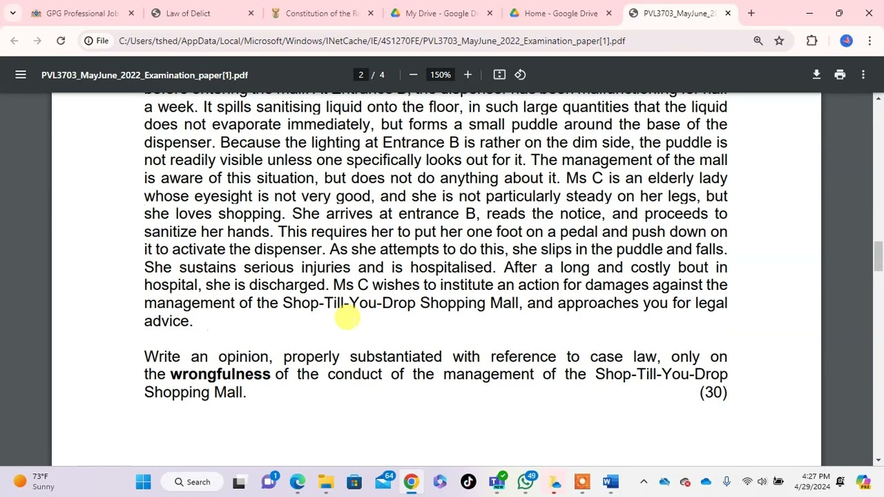 PVL3703 LAW OF DELICT 2022 may revision