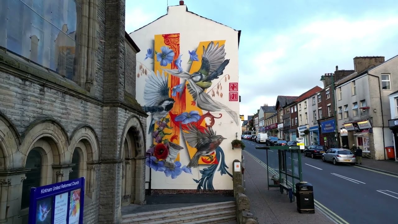 Painting Huge mural in Kirkham Town centre UK