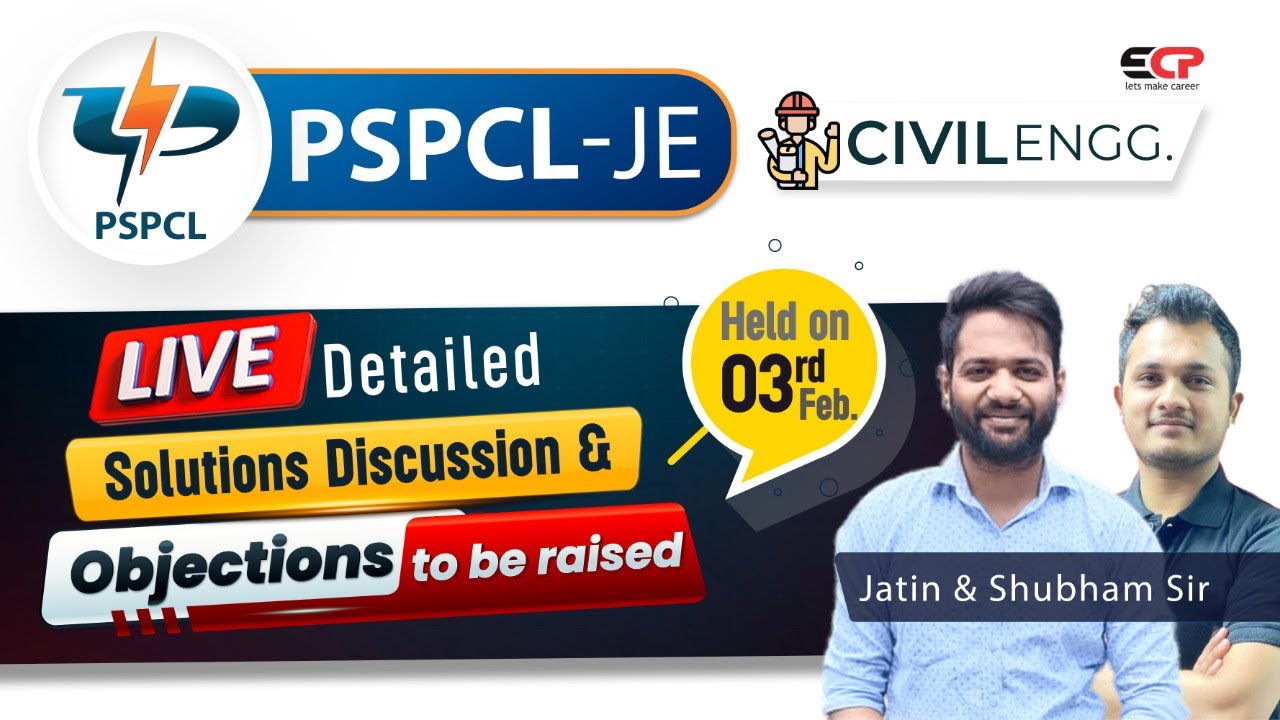 Detailed solution & objection discussion PSPCL JE Civil 2025 paper