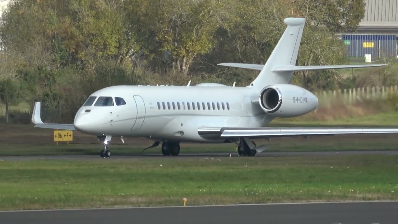 FALCON 6X 9H-DINA DEPARTING FROM FARNBOROUGH EGLF 14-11-2024 TO LFRD