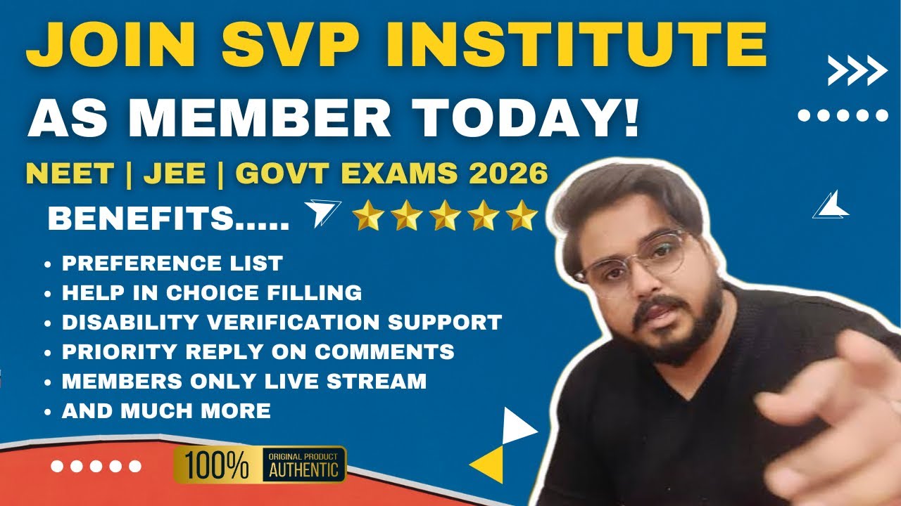 The SVP Institute Membership Programs For Disable Candidates Of Neet UG 2026 Jee 2026 & Govt Exams