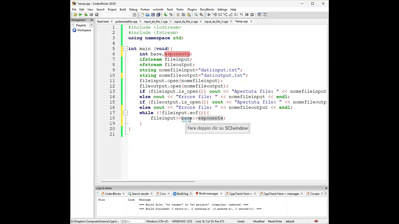 C++: Input da file e output su file