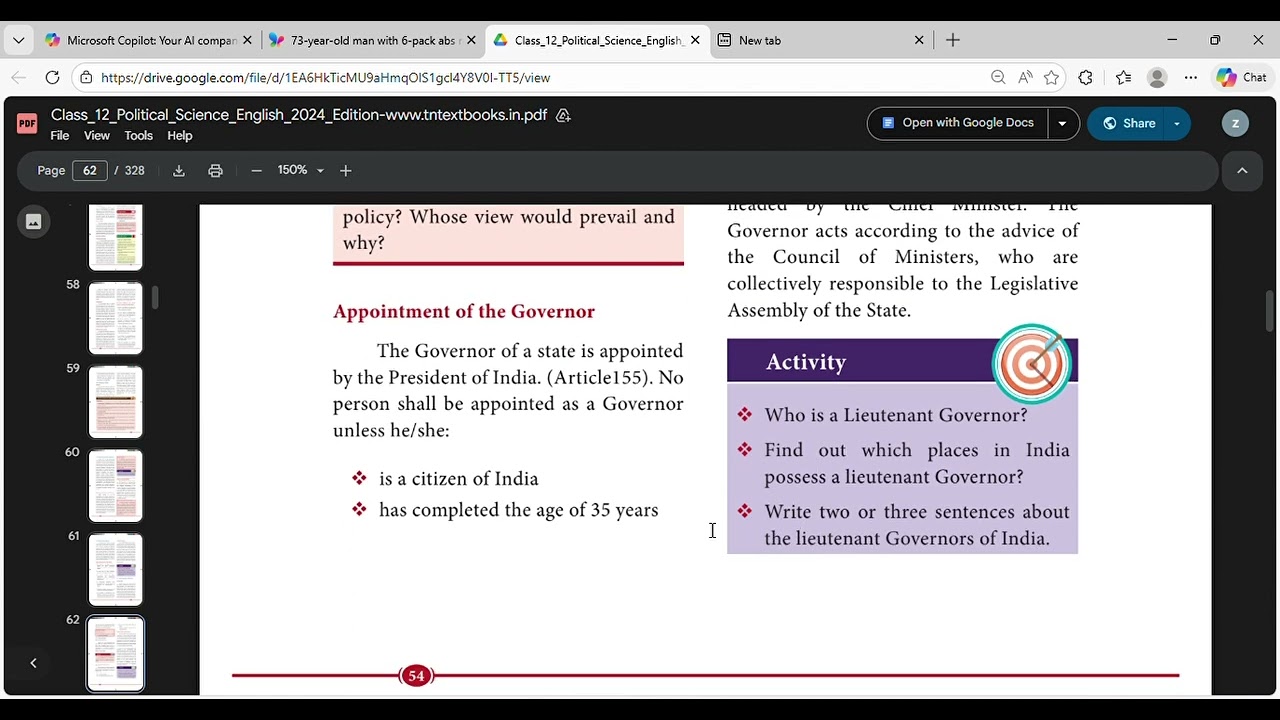 (Article155) The Governor of a state is appointed by the President of India.
