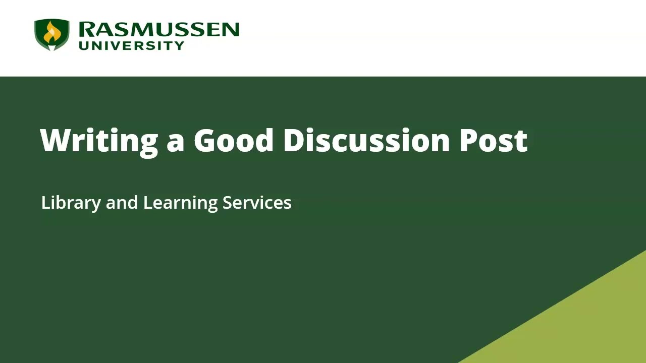 Writing a Good Discussion Post