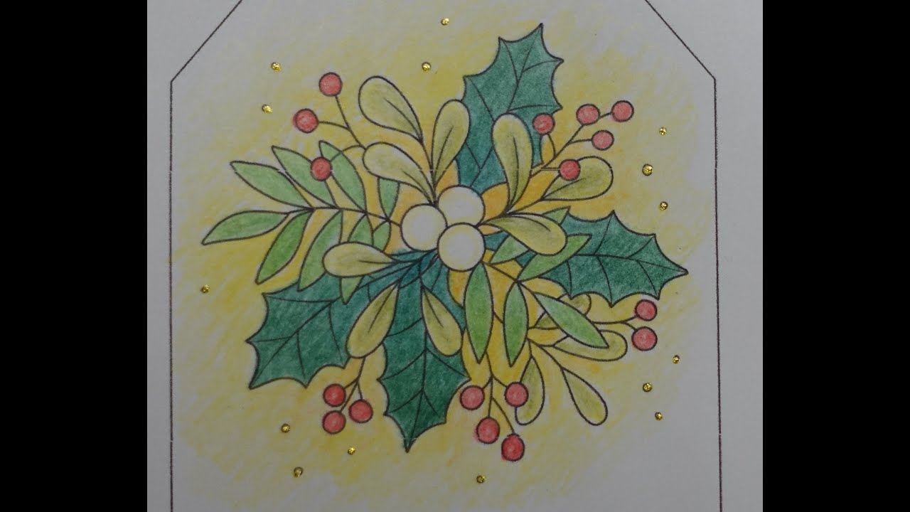 Adult Colouring Tutorial Christmas Foliage Gift Tag - from AgotaPop free download
