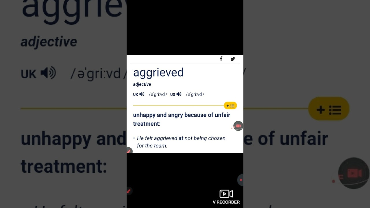 aggrieved vocab#  short you tube