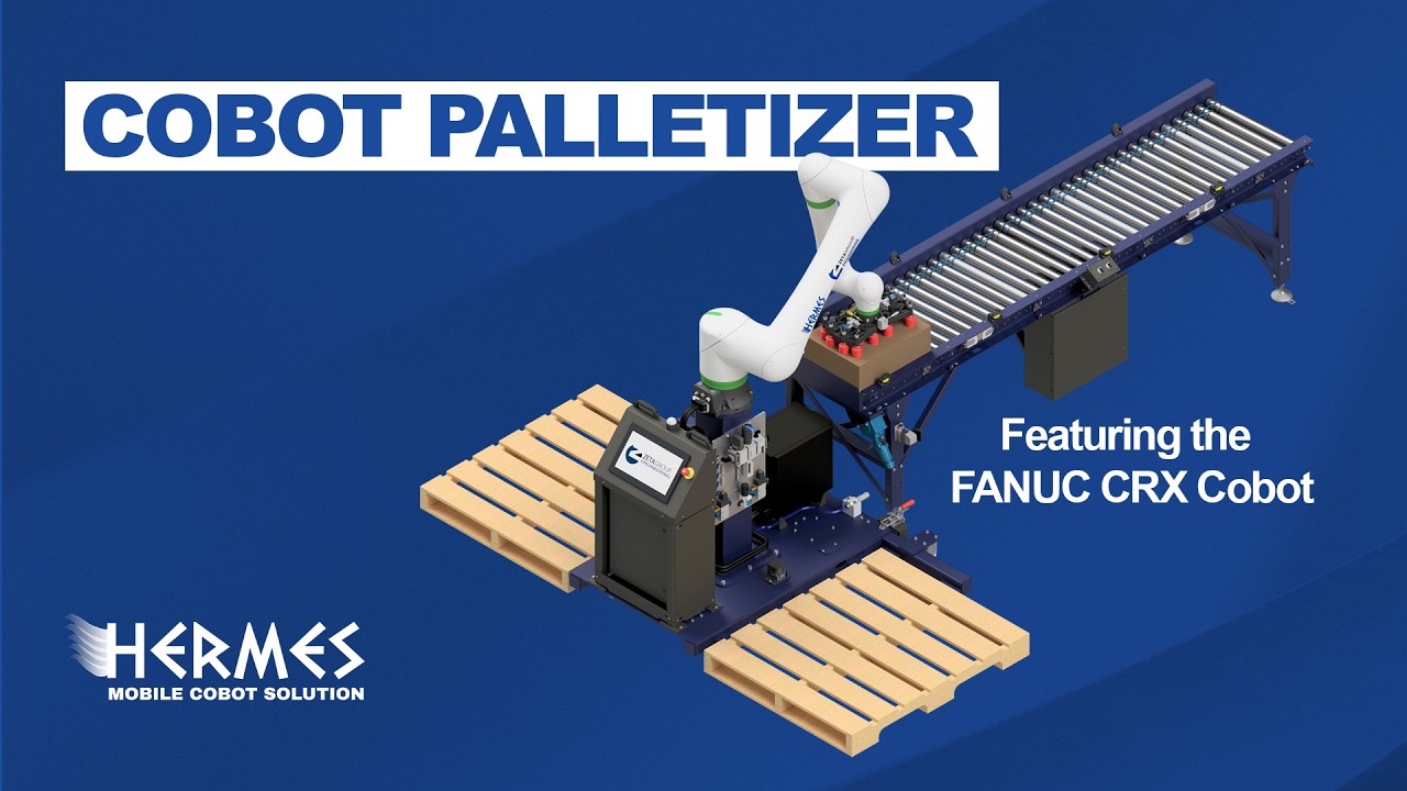 Hermes Mobile Cobot Palletizer Overview | Featuring FANUC CRX Cobots